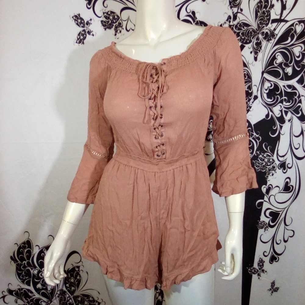 Lace up Romper Off the shoulder